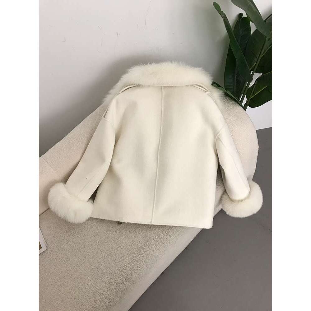 OFTBUY 2024 Real Fur Coat With Thick Er Winter Jacket Women Natural Fox Collar Cuffs Wool Cashmere Blends Pockets Outerwear