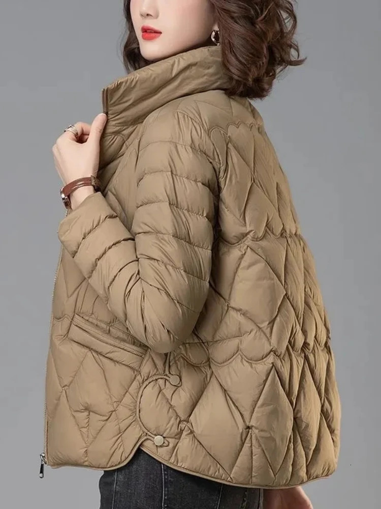 Lightweight down cotton jacket womens coat autumn item middle-aged and elderly mother clothing short sleeved cotton jacket womens coat 241023
