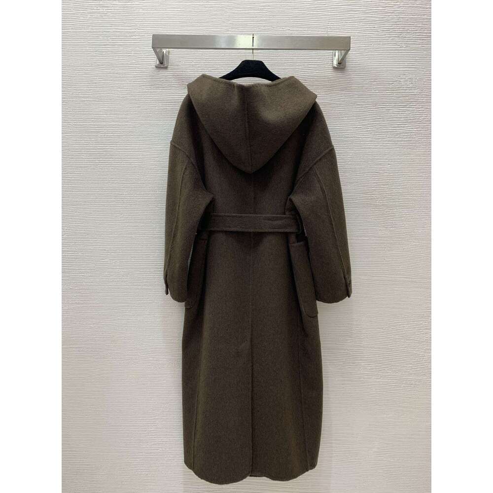 Korean Style Lapel Tie Casual Elegant Double-Faced Cashmere Coat Women