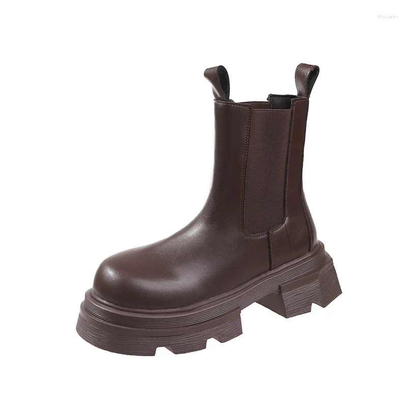 Boots 2024 Women's Autumn Single Boot Big Head Thick Bottom Middle Short