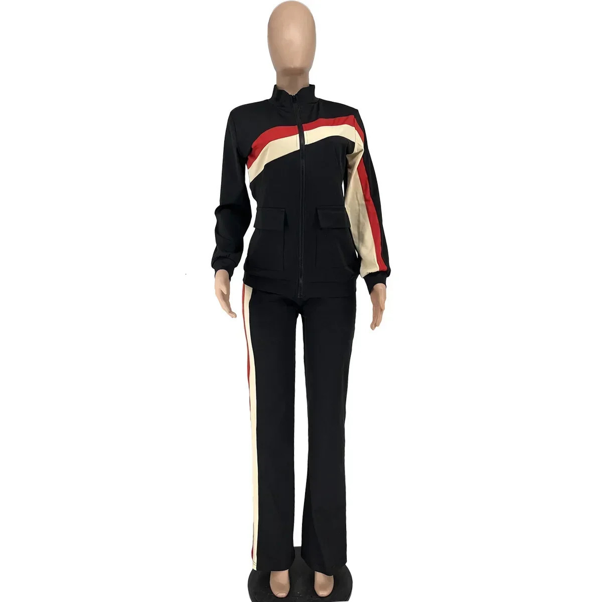 Tracksuit womens pants set two-piece set autumn and winter zipper jacket top set jogging retro patch workwear set Y2k streetwear 241023