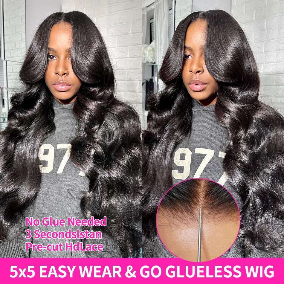 Body Wave Glueless 6x4 5x5 Closure Wig Human Ready To Wear Lace Wigs For Women 180% Density Remy Hair
