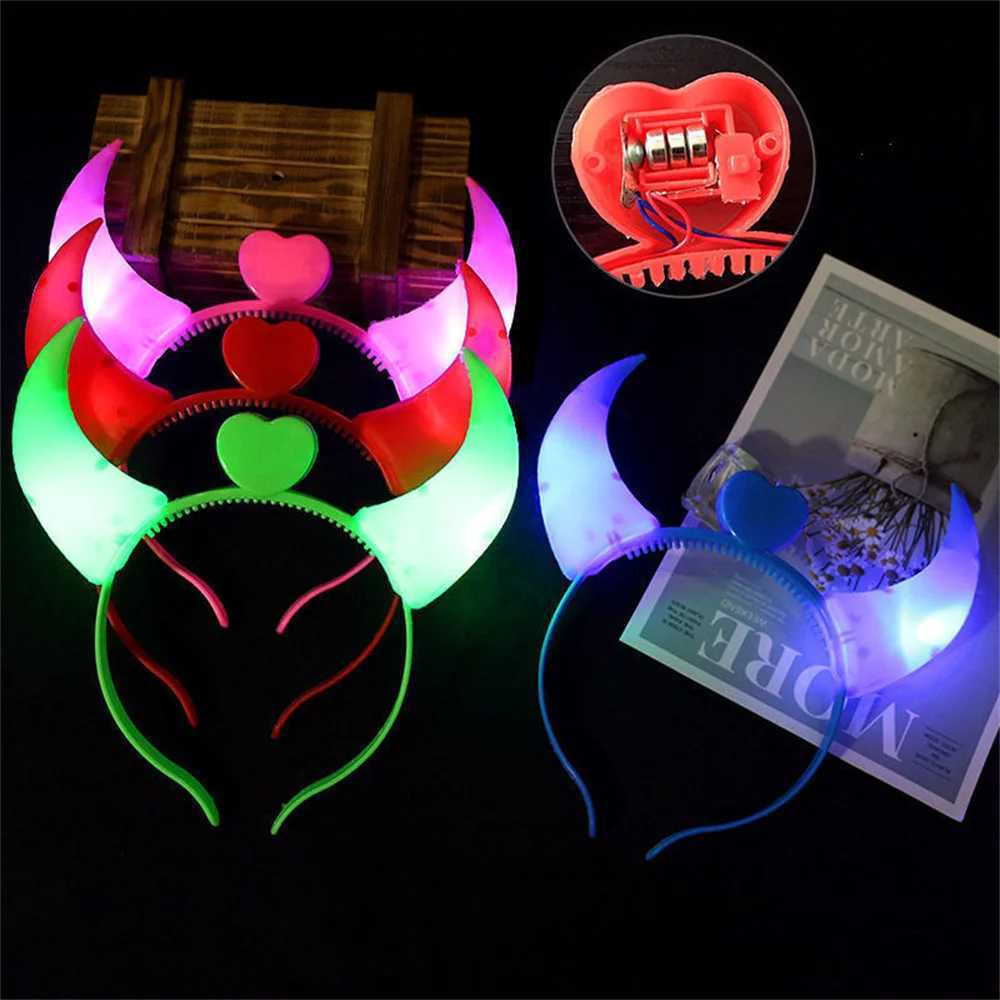 Halloween Led Funny Glow Devil Horn Light Up Headband Hair Hoops Flashing Horn Children Adults Halloween Christmas Party DecorX241021