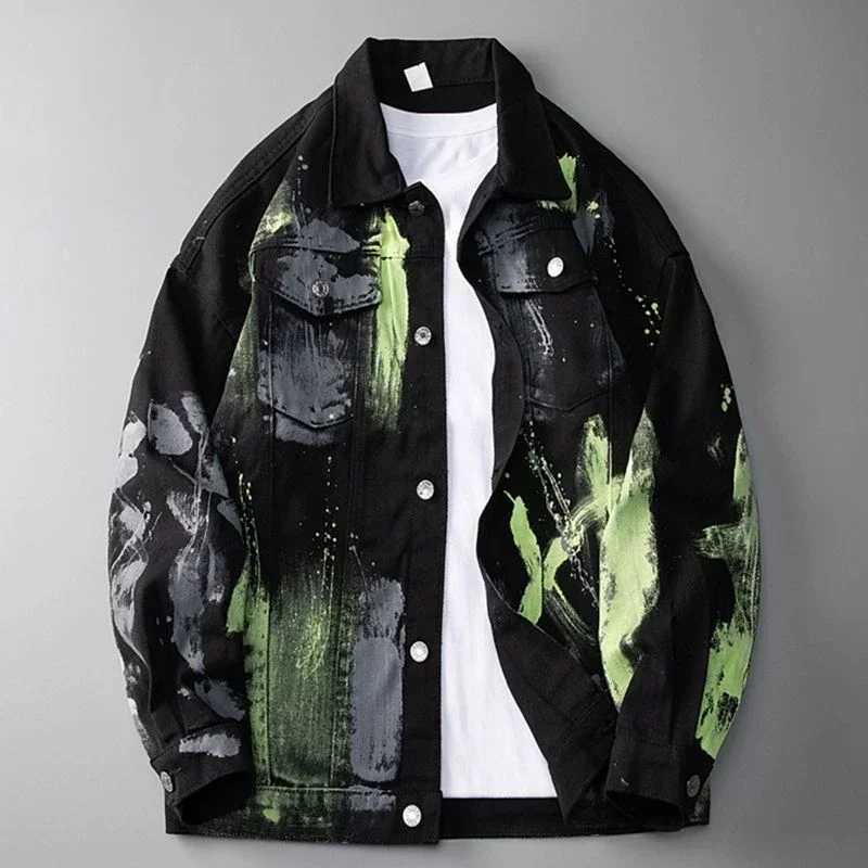 Denim Jackets Man Painted Jeans Coat for Men Graffiti Hip Hop White Trendy Branded Cheap Price Stylish Elastic Fast Delvery Lxury X2502131