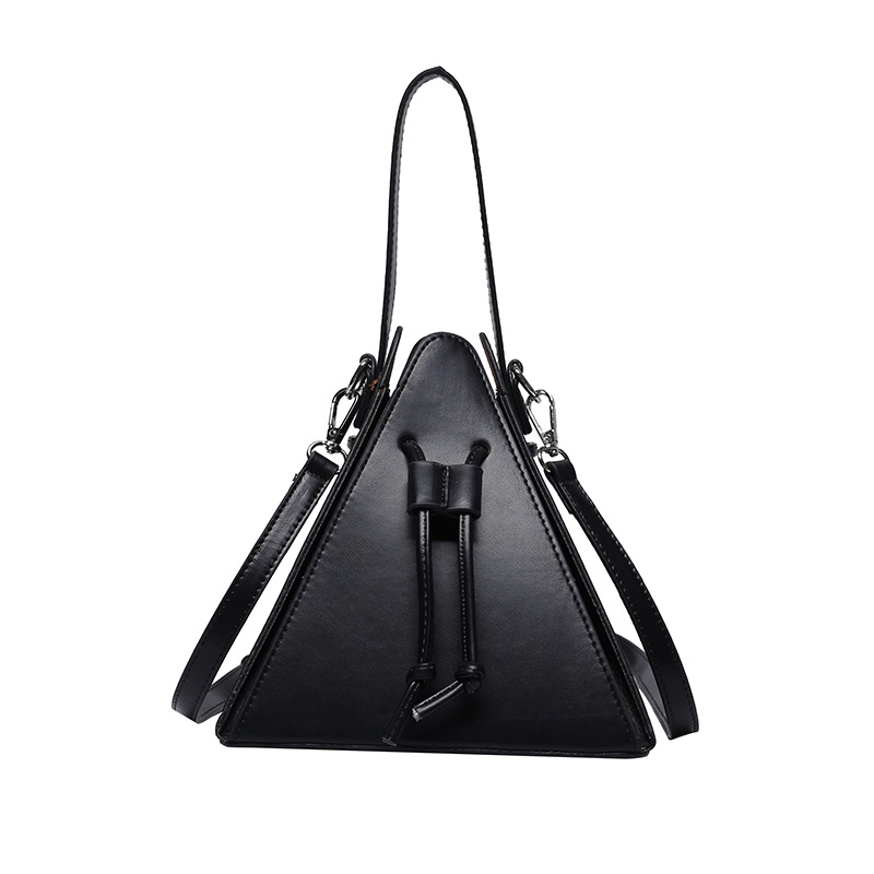 Fashion Women Leather Shoulder Handbags - Black hot & White PU Triangle Crossbody Bag