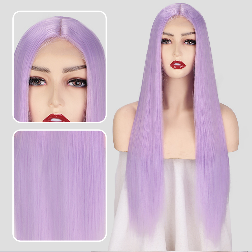 130Density Full Transparent Lace Front Hair Wig Blonde Straight Lace Frontal Wigs for Women Synthetic Preplucked