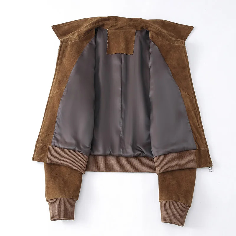Womens genuine sheepskin jacket fashionable retro style genuine suede coat soft leather for spring and autumn 241023
