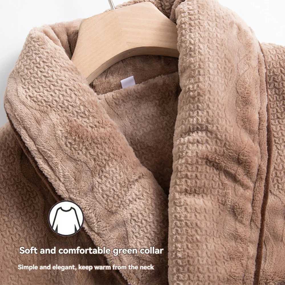 Winter thick double-sided flannel Plus plush warm mens casual loose solid V-neck Spwear comfortable shower suit W241023