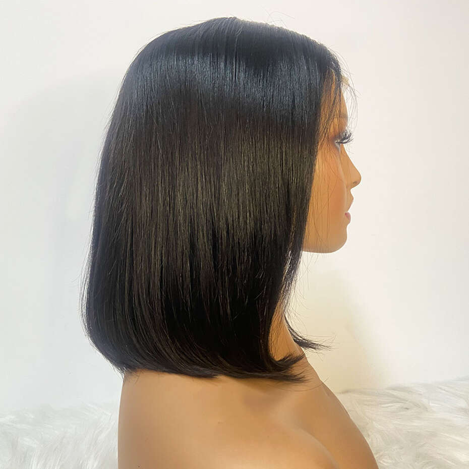180% Density Short Lace Wig PrePlucked Bone Straight Human Hair Wigs For Women Double Drawn Remy Hair Wig 10-14Inch Bling Hair