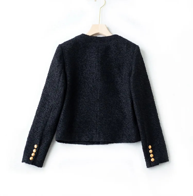 Wool wool tweed French style warm jacket loose fit suitable for small short tops in autumn and winter 241023