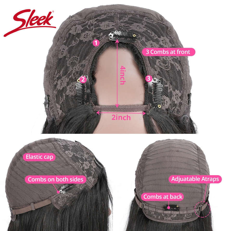 Sleek Dark Brazilian Deep U Part 100% Real Nature Remy Water Wave Brown 2# Human Hair Wigs For Black Women