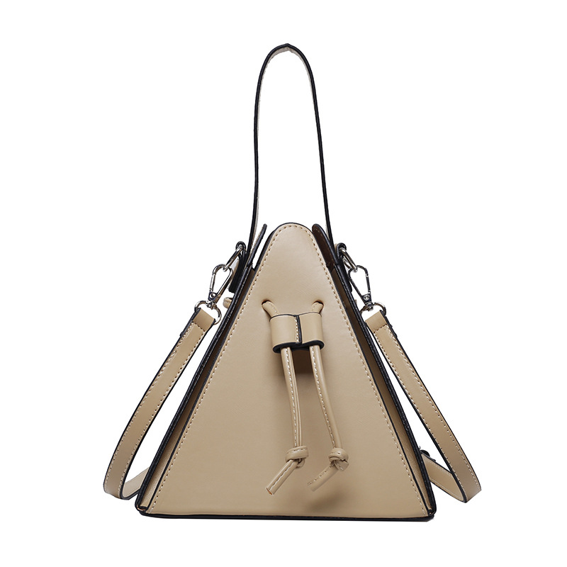 Fashion Women Leather Shoulder Handbags - Black hot & White PU Triangle Crossbody Bag