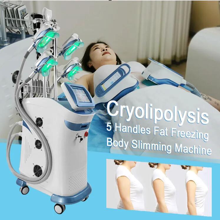 Professional 360 Fat Freezing Cryo Slimming Machine Body Sculpting Cooling Lipolysis 4 handles work at the same time with Double Chin Handle beauty ma