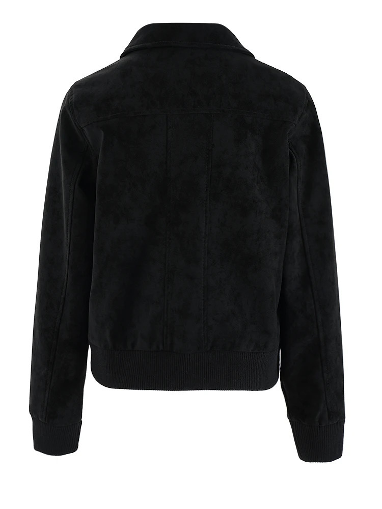 Brown suede plus size casual short jacket lapel long sleeved womens jacket fashionable trend for spring and summer CPG2239 241023