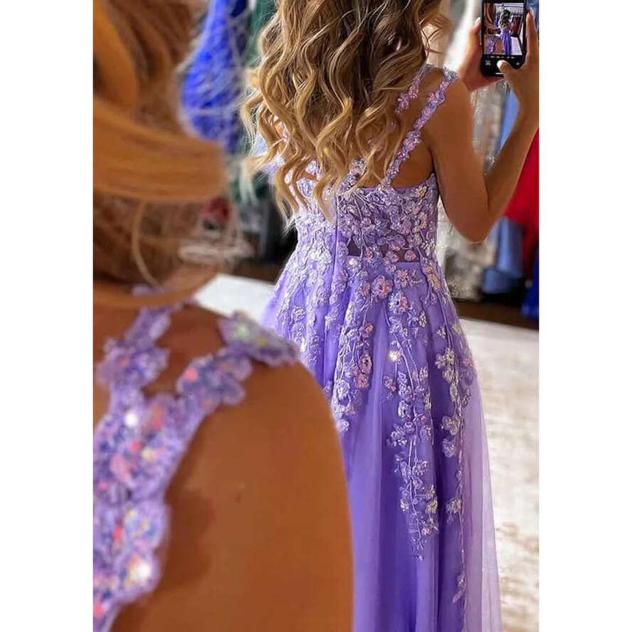 Dresses Evening Beautiful Lavender A E Spaghetti Straps Appliques Beads Long Prom Gowns Plus Size Vestidos De Fiesta Bc18426 ppliques