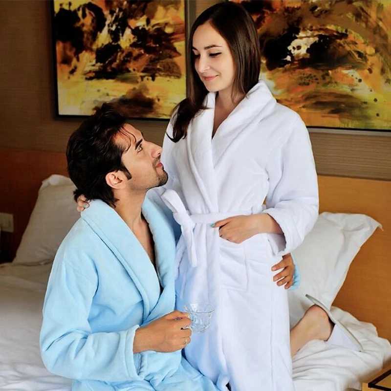 Winter Thick Lover Bathroom Mens Soft and Warm Winter Kimono Bathrobe Wool Towel Kimono Couple Dress White Bridesmaid W241023