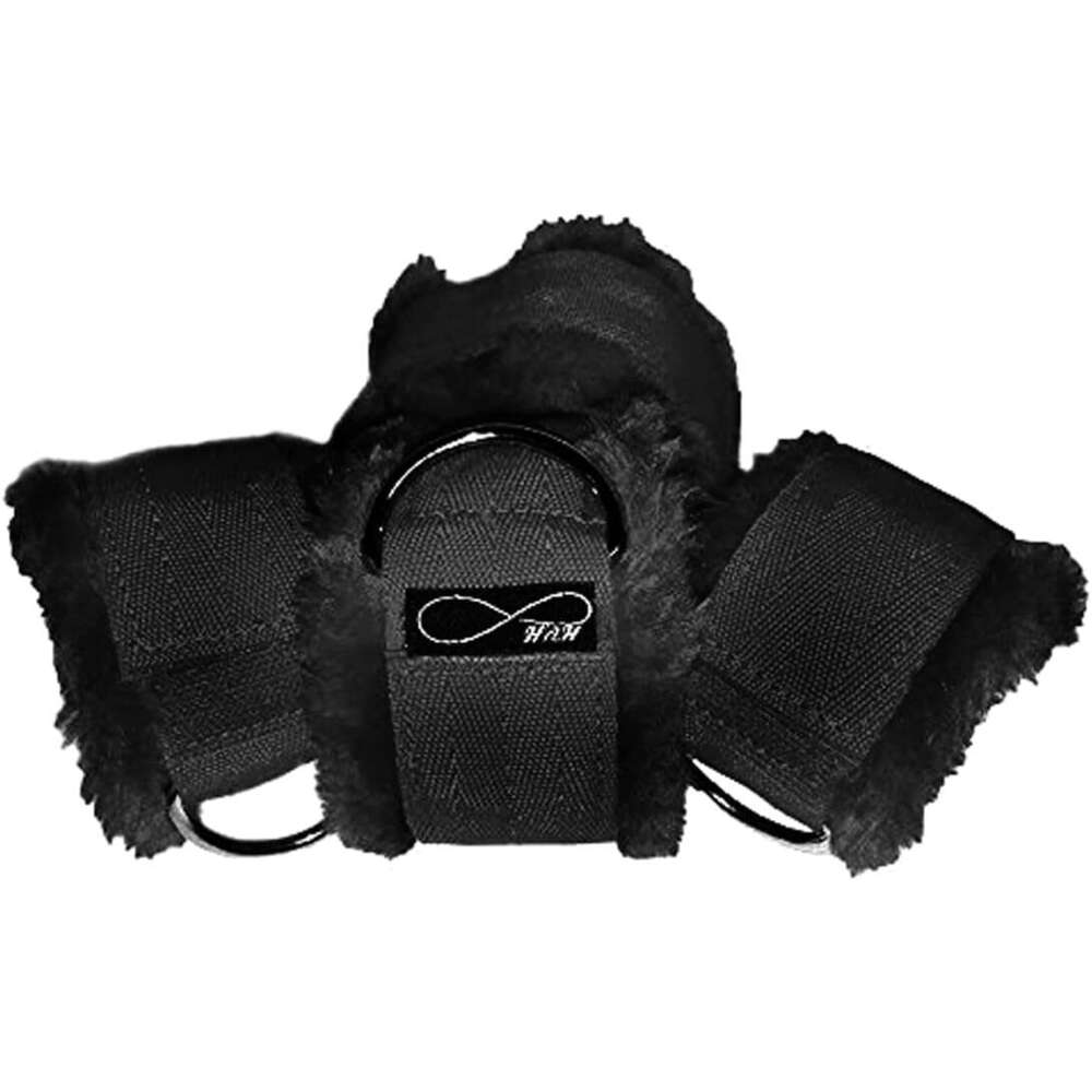 Bed Restraints for Sex with Adjustable Straps for Bondage and BDSM (Furry) - Black by HappyNHealthy
