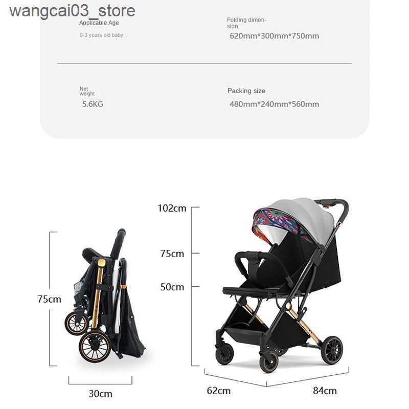 Strollers# New Baby Stroller Ultra-lightweight Pram can sit and lie down Foldable 0-3 Years old Childrens strollers Four Wheels L240910