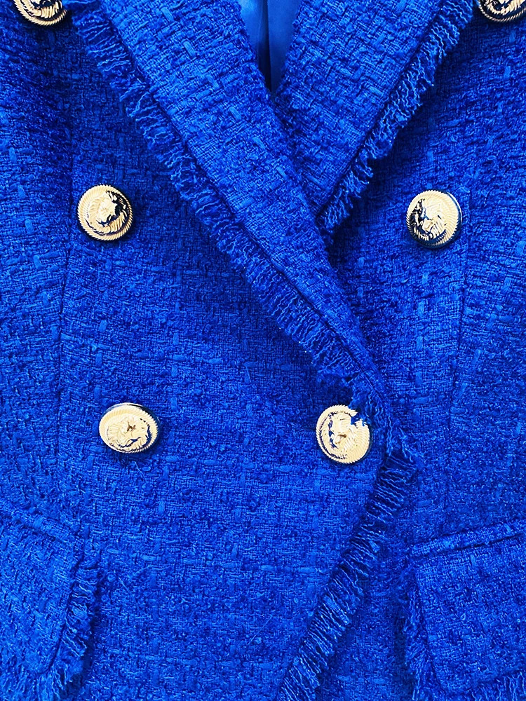 HIGH STREET est er Jacket Fashion Womens Classic Slim Fit Set Double Chest Lion Button Bordered Coarse Floral Jacket 241023