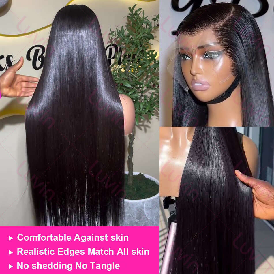 Luvin HD 13x6 250% Bone Straight 40 Inches Lace Front Human Hair Wigs Transparent Brazilian Straight 13x4 Lace Frontal Wig