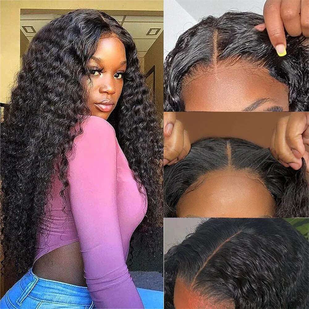 Wave Deep Glueless Wig x Ready to Wear Lace Closure Pre Plucked Curly Brazilian Hair Transparent Human Wigs For Women s