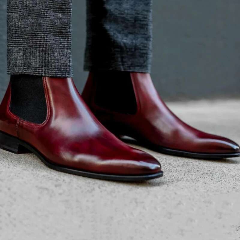 New Red Sole Square Toe Slip-On Business Men Short Bottes Pour Hommes Ankle Boots free shipping shoes