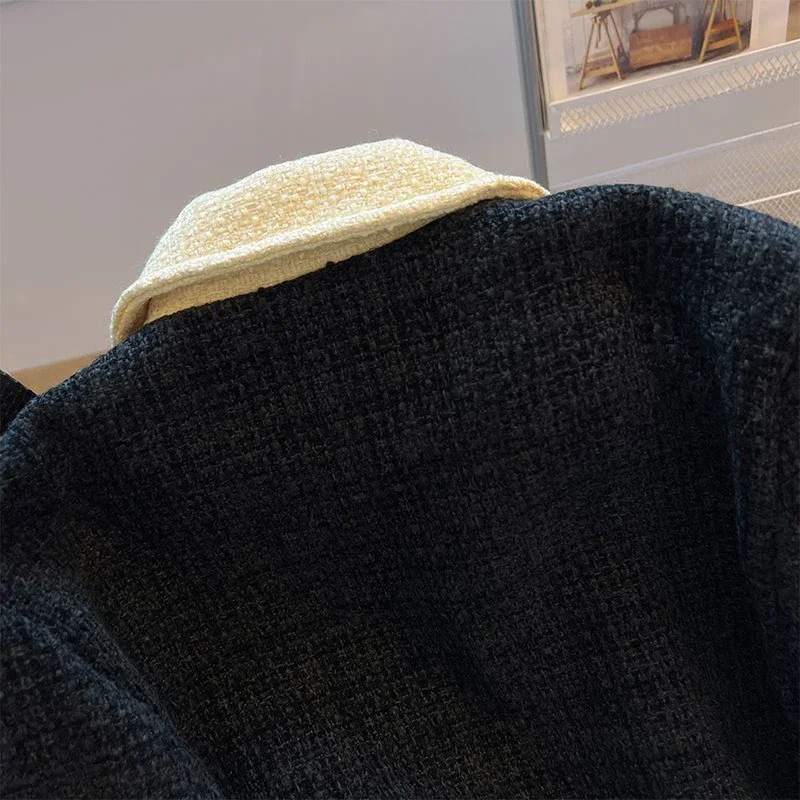 Smvp Autumn/Winter Crop Splicing Work Jacket Elegant Jacket Womens Retro Black Coarse Floral Thick Jacket Womens 241023