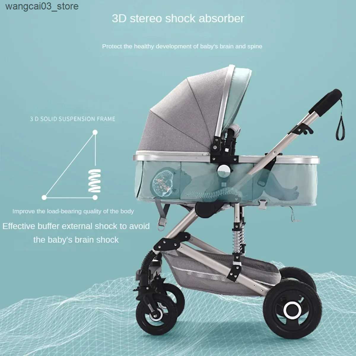 Strollers# 3in1 baby stroller High Landscape baby pram portable baby pushchair multifunctional Newborn Carriage double faced 739 model L240910