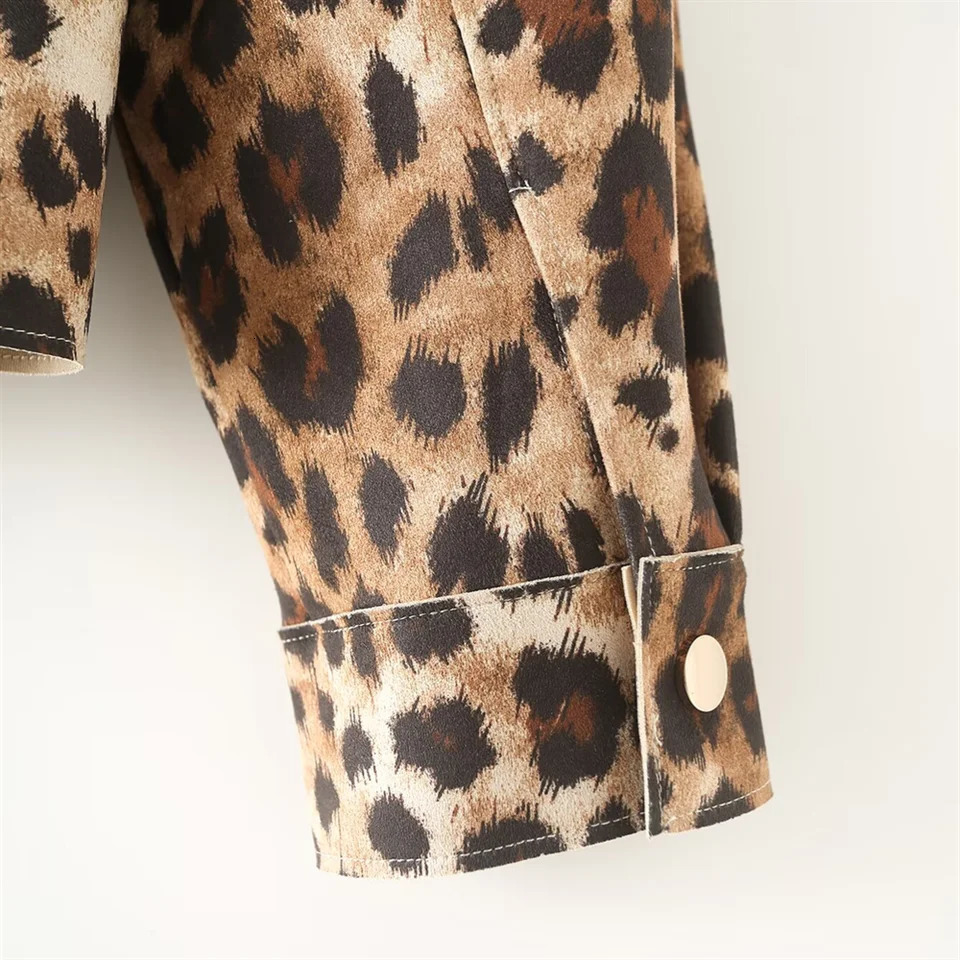 PB ZA Autumn Womens Fashion Temperature Leopard Texture Effect Jacket Long Sleeve Jacket 241023