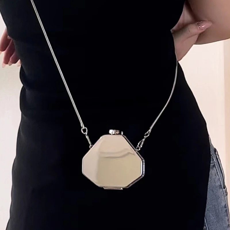 Womens mini smooth acrylic round small bag fashionable mini square bag single shoulder cross body coin purse small headphone bag 241023