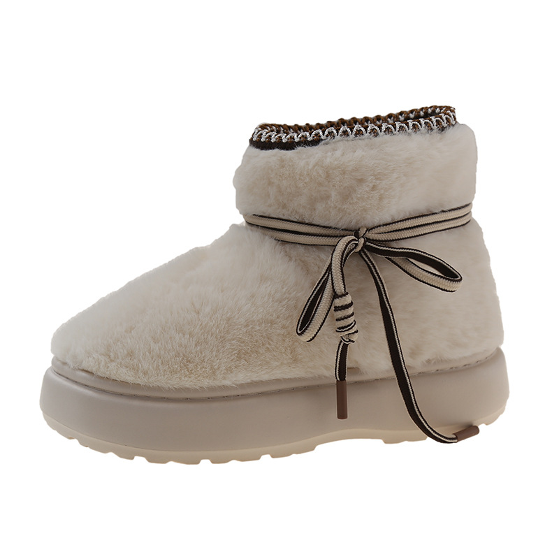 Winter Home Plush Warm Anti Slip High Cut Thick Soled Cotton Shoes