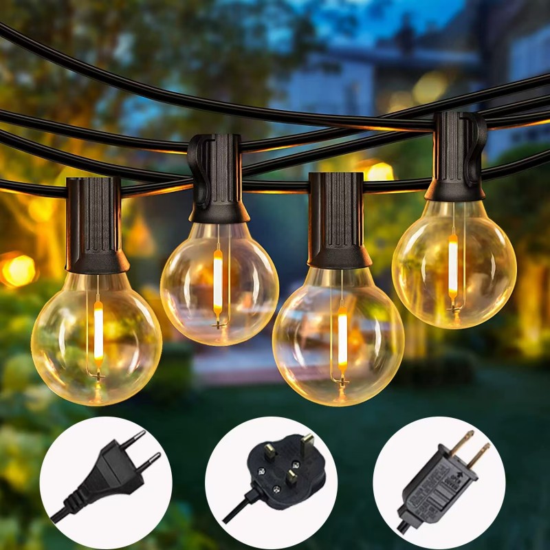 G40 LED Outdoor String Ball Lights 7.6M/15M Shatterproof Patio Lights For Outside Backyard Porch Garden Decor
