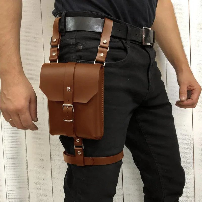 Steampunk Leg Harness Belt Bag Fanny Pack Leather Phone Wallet Holster Gothic Garter Womens LARP Knight Bag Drop Thigh 241023