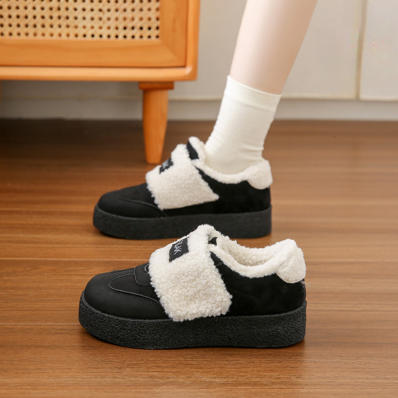 training in winter, with plush insulation women, trendy student casual sports cotton shoes for women
