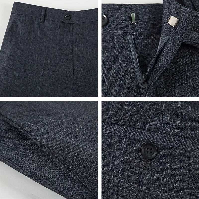 Summer Business Thin Suit Pants For Men Size 29-56 Spring Autumn Male Formal Solid Silk Long Dress Pants Baggy Office TrousersX241023