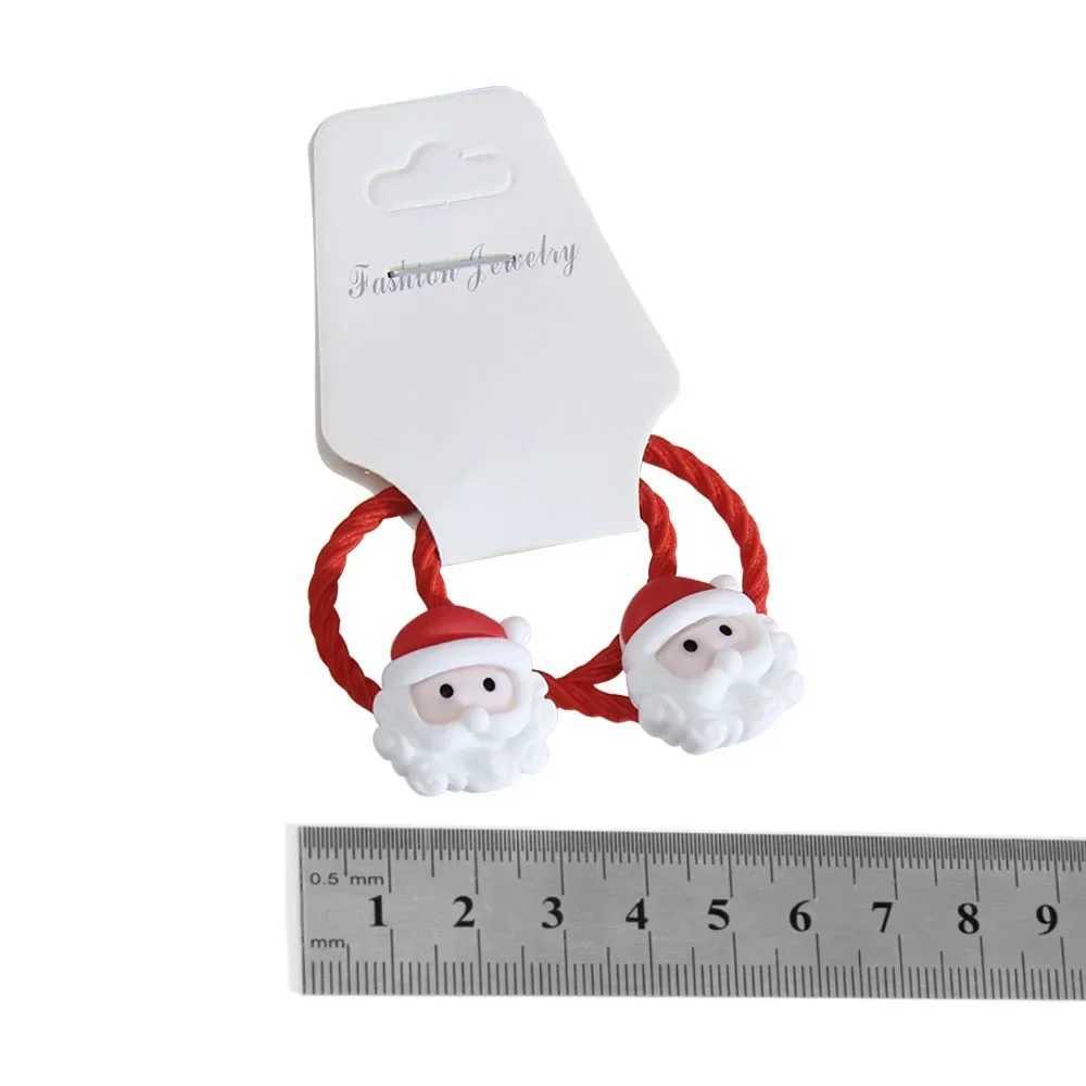 2Pcs Girls Christma Hair Bands Elastic Scrunchie Ponytail Ties Rubber Band Hair Accessories Cartoon Cute Baby Headwear Ring GiftX241022