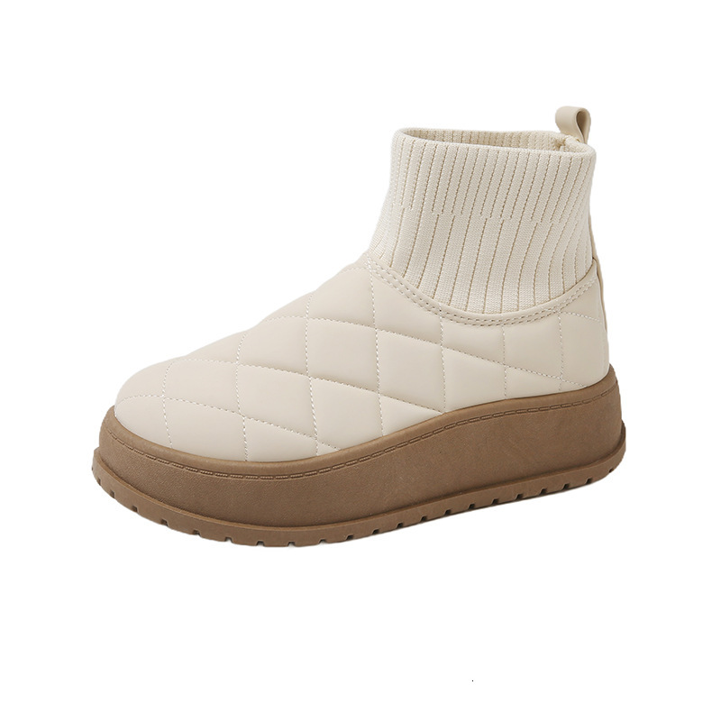 Velvet high top snow boots for women winter new student version warm casual cotton shoes trendy