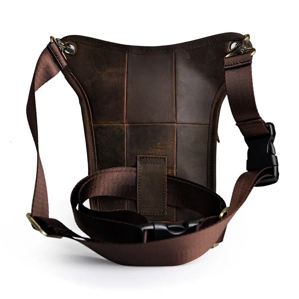 Crazy Horse Leather Mens Classic Messenger Strap Bag Multi functional Fashion Travel Belt Bag Leg Hanging Bag 211-4 241023