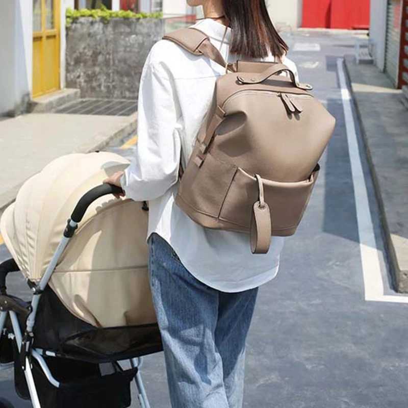 Diaper Bags Multifunction Leather Diaper Bags Large Capacity Baby Bags for Baby Care Changing Bags for Mom Outdoor Travel Maternity Backpack H250207