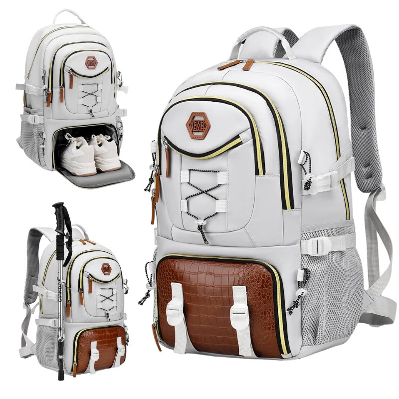 Outdoor travel backpack large capacity sports camping hiking Knapsack mens laptop bag with shoe pocket school bag 241023