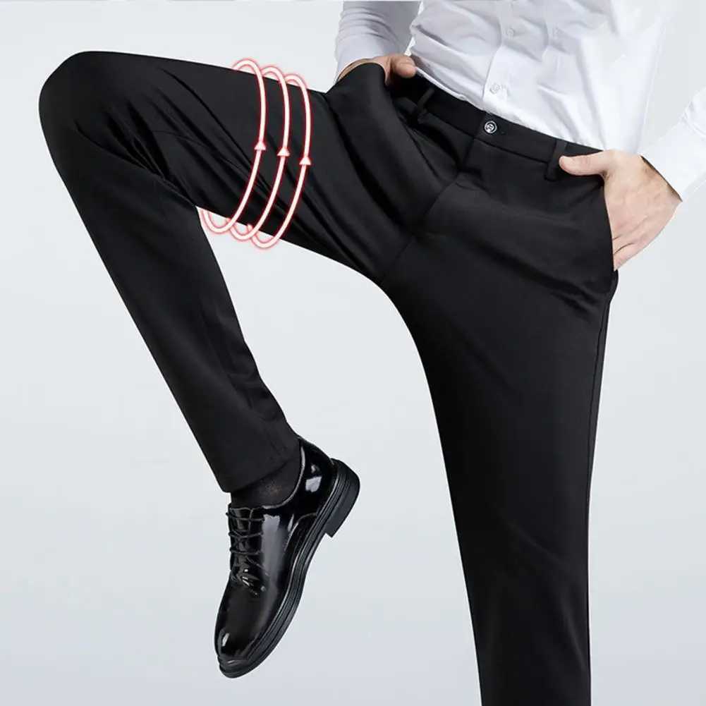 Brand Clothing Spring Summer Straight Suit Pants Men Business Fashion Red Black Blue Solid Color Formal Trousers Large SizeXJ241023
