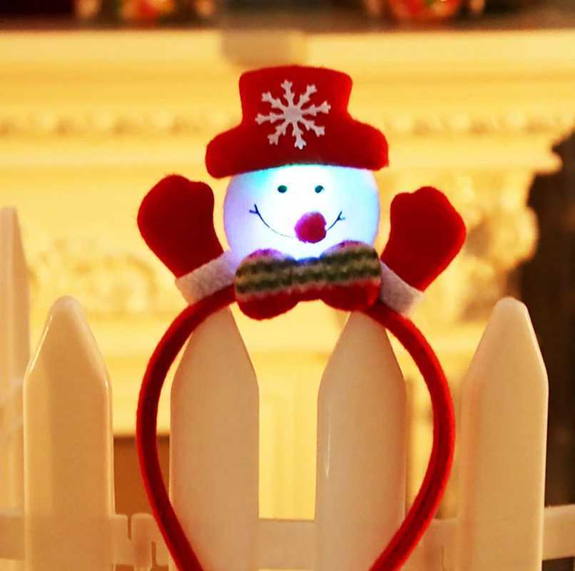 Christmas Headband Santa Claus Elk Antlers Reindeer Headband Cosplay Ears Led Glowing Ornaments Party Christmas Hair AccessoriesX241021