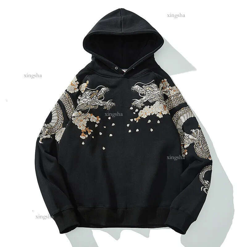 Men's Hoodies Sweatshirts Aolamegs Wholesale Link Men's Hip Hop Hoodies Chinese Dragon Embroidery Sweatshirt Harajuku Hooded Pullover High S