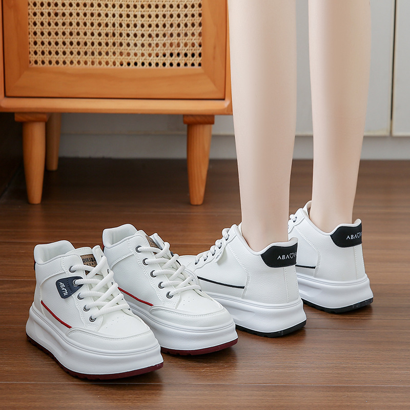 White new winter student version versatile casual trendy thick soled high top board shoes