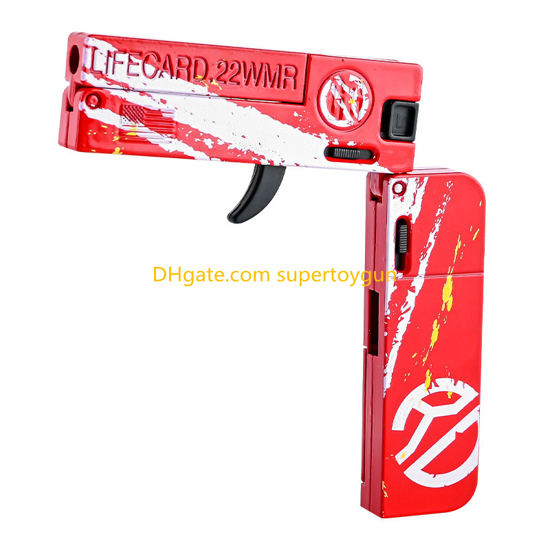 LifeCard Folding Pistol Handgun Toy Card Gun With Soft Bullets Alloy Shooting Model For Adults Boys Chi