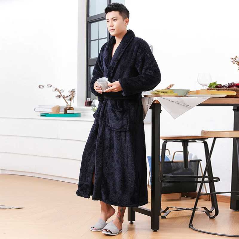Coral fleece mens warm extra thick extended night light bathroom pajamas plush robes W241023