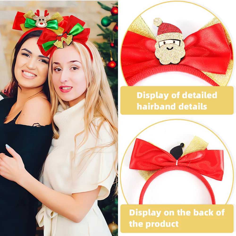 Christmas Decorations Christmas Party Headbands Santa Claus Elk Bell Headbands Bow HeadbandsX241021