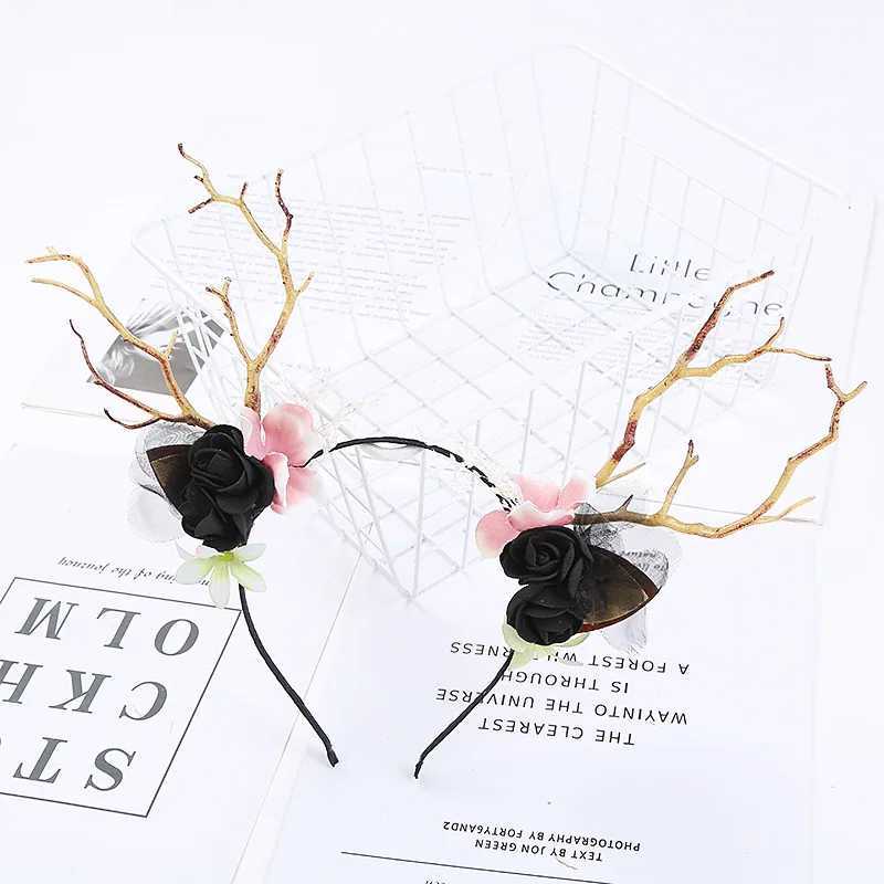 Gothic Antlers Deer Horn Christmas Headbands Cosplay Head Dress Christmas Costume Xmas Decoration Reindeer Ornaments Photo PropsX241022