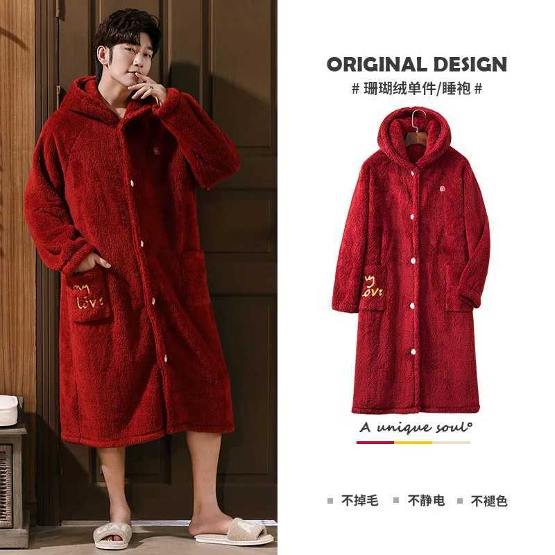 Mens Bathroom Thick Velvet Kimono Family Clothing Sleepwear Hombre Open Knitted Woolen Sweater Mens Robe Design 1 Piece W241023