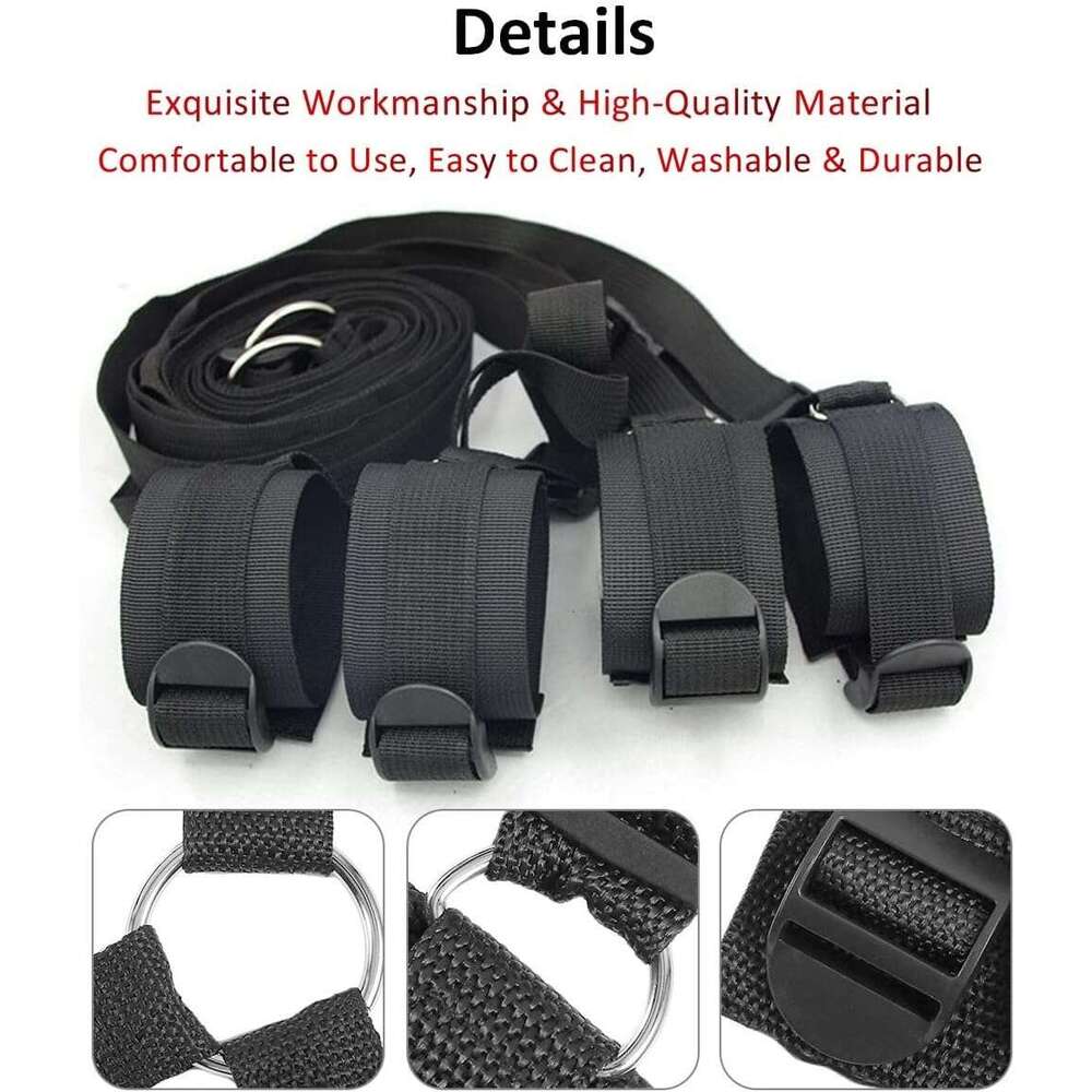 Sex Restraining Bondage BDSM Kit, Handcuffs Sex Bed Adult Set, BDSM Bondaged Restraints Sex Furniture for Couples, Restraints Sex Straps & Ankle Cuffs